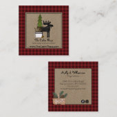 Rustic Buffalo Pset Cabin Lodge Style Vierkante Visitekaartje (Voorkant / Achterkant)