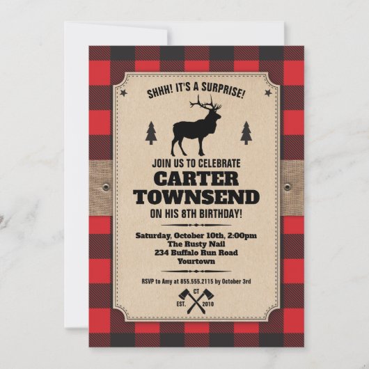 Rustic Buffalo Pset Elk Kraft Panel Birthday Kaart (Voorkant)