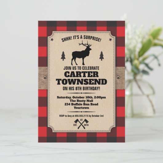 Rustic Buffalo Pset Elk Kraft Panel Birthday Kaart (Staand voorkant)