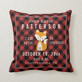 Rustic Buffalo Pset Fox Baby Birth Stats Nursery Kussen