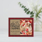 Rustic Buffalo Pset Kraft met kerstmis Briefkaart (Staand voorkant)
