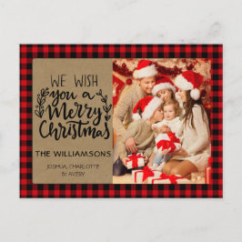 Rustic Buffalo Pset Kraft met kerstmis Briefkaart
