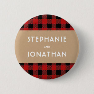 Rustic Buffalo Pset & Kraft Wedding Ronde Button 5,7 Cm
