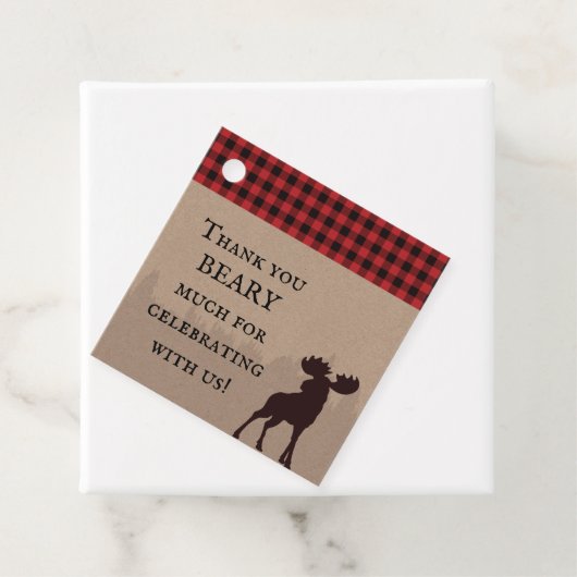 Rustic Buffalo Pset Lumberjack Birthday Dank je Bedankjes Labels (In situ)