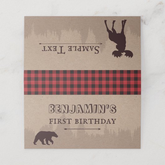 Rustic Buffalo Pset Lumberjack Birthday Plaatskaartje (Buitenkant ongevouwen)