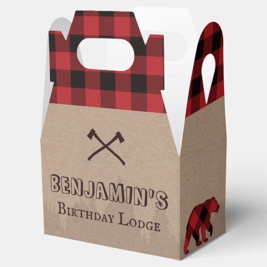 Rustic Buffalo Pset Lumberjack Birthday Thema Bedankdoosjes (Geopend)