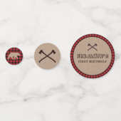 Rustic Buffalo Pset Lumberjack Birthday Thema Confetti (Voorkanten)
