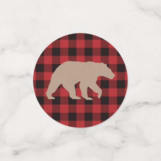 Rustic Buffalo Pset Lumberjack Birthday Thema Confetti (Kleine voorkant)