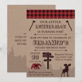 Rustic Buffalo Pset Lumberjack Birthday Thema Kaart (Voorkant / Achterkant)