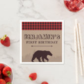 Rustic Buffalo Pset Lumberjack Birthday Thema Servet (Insitu)