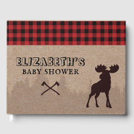 Rustic Buffalo Pset Lumberjack Thema Baby shower Gastenboek