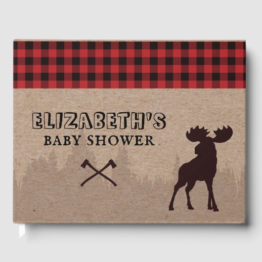 Rustic Buffalo Pset Lumberjack Thema Baby shower Gastenboek (Voorkant)