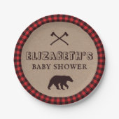 Rustic Buffalo Pset Lumberjack Thema Baby shower Papieren Bordje (Voorkant)