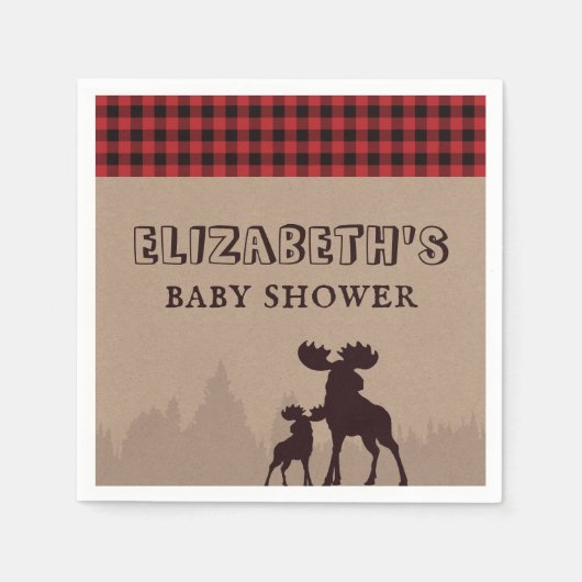 Rustic Buffalo Pset Lumberjack Thema Baby shower Servet (Voorkant)