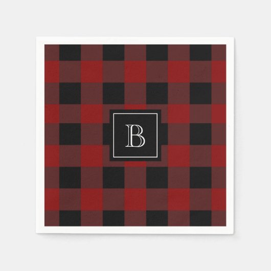 Rustic Buffalo Pset Pattern Monogrammed Initiaal Servet (Voorkant)