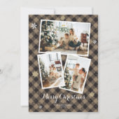 Rustic Buffalo Pset Photo Collage kerst Feestdagenkaart (Voorkant)