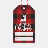 Rustic Buffalo Pset Script Merry Kerstmis Cadeaulabel (Voorkant)