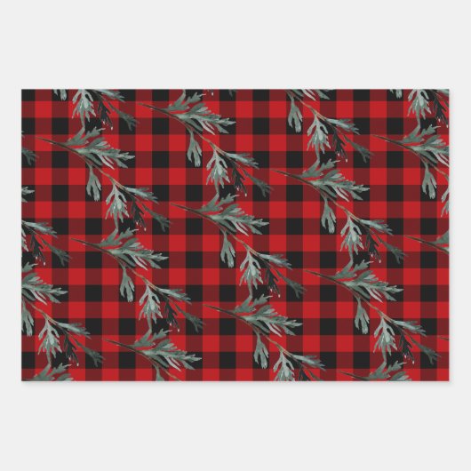 Rustic Buffalo Pset Spruce Branches Ilex Berries Inpakpapier Vel (Voorkant 2)