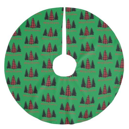 Rustic Buffalo Pset Trees Pattern Kerstboom Rok (Voorkant)