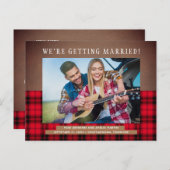 Rustic Buffalo Pset Wedding Save Date Foto Aankondigingskaart (Voorkant / Achterkant)