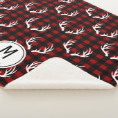 Rustic Buffalo Pset & White Deer Antlers Monogram Sherpa Deken (3/4)