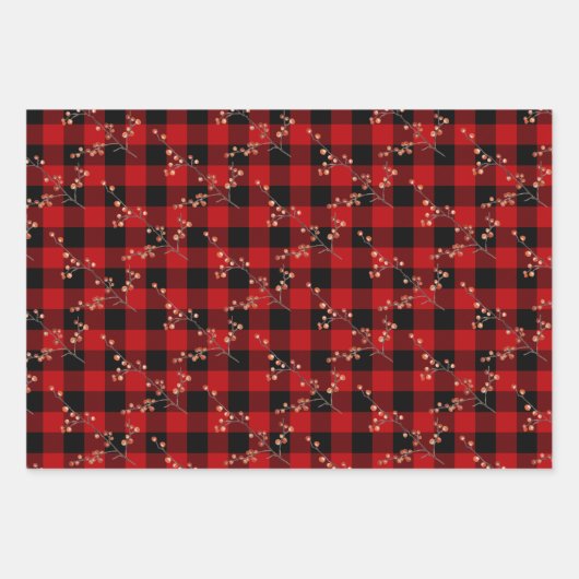 Rustic Buffalo Pset Winter Spruce Cones & Berries Inpakpapier Vel (Voorkant)