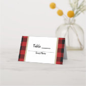 Rustic Buffalo Red Plaid Kraft Trouwtafel Zitplaat Plaatskaartje (Achterkant)