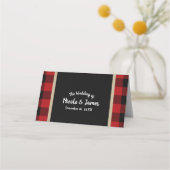 Rustic Buffalo Red Plaid Kraft Trouwtafel Zitplaat Plaatskaartje (Voorkant)