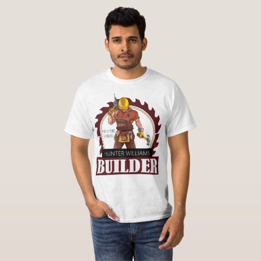 Rustic Builder Construction Building Promotion T-shirt (Voorkant volledig)