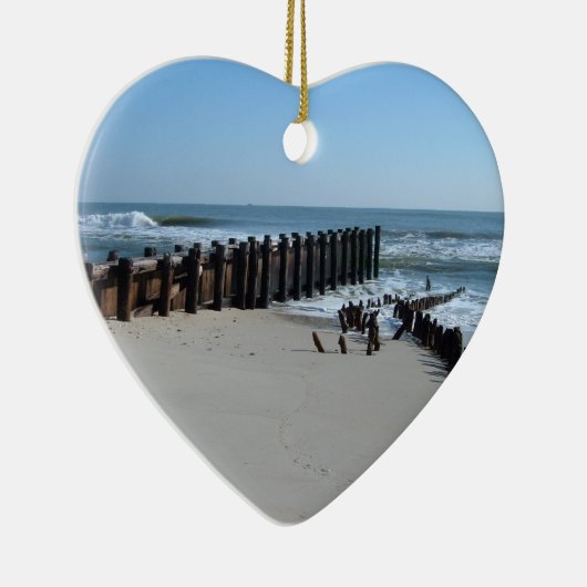 Rustic Bulkhead op Beach Keramisch Ornament (Rechts)