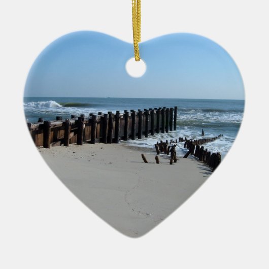 Rustic Bulkhead op Beach Keramisch Ornament (Voorkant)