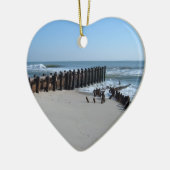 Rustic Bulkhead op Beach Keramisch Ornament (Links)