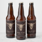 Rustic Bull Skull Wedding Country Westerne textuur Bier Etiket (Flessen)