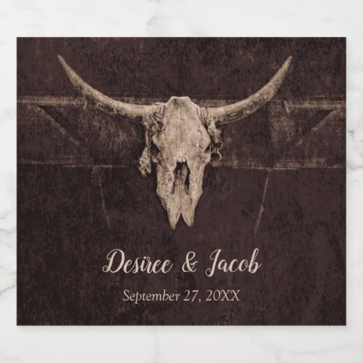Rustic Bull Skull Wedding Country Westerne textuur Bier Etiket (Enkel label)