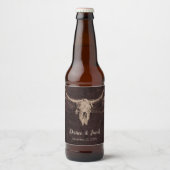 Rustic Bull Skull Wedding Country Westerne textuur Bier Etiket (Voorkant)