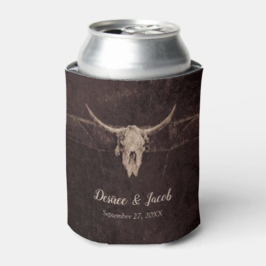 Rustic Bull Skull Wedding Country Westerne textuur Blikjeskoeler (Blikje Voorkant)