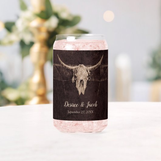 Rustic Bull Skull Wedding Country Westerne textuur Blikvorm Glas (Insitu (Huwelijk))