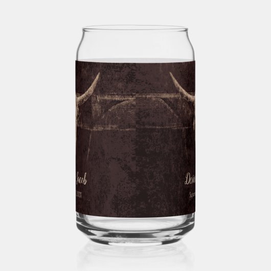 Rustic Bull Skull Wedding Country Westerne textuur Blikvorm Glas (Links)
