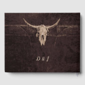 Rustic Bull Skull Wedding Country Westerne textuur Gastenboek (Achterkant)