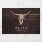 Rustic Bull Skull Wedding Country Westerne textuur Likeurfles Etiket (Enkel label)
