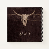 Rustic Bull Skull Wedding Country Westerne textuur Notitieboek (Achterkant)