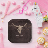 Rustic Bull Skull Wedding Country Westerne textuur Papieren Bordje (Feest)