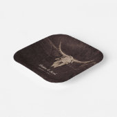 Rustic Bull Skull Wedding Country Westerne textuur Papieren Bordje (Gebogen)