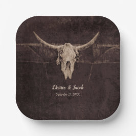 Rustic Bull Skull Wedding Country Westerne textuur Papieren Bordje