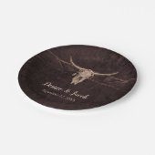 Rustic Bull Skull Wedding Country Westerne textuur Papieren Bordje (Gekanteld)