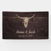 Rustic Bull Skull Wedding Country Westerne textuur Spandoek (Horizontaal)