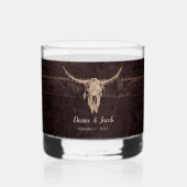 Rustic Bull Skull Wedding Country Westerne textuur Whisky Glas (Voorkant)