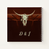 Rustic Bull Skull Wedding Western Bruin Land Notitieboek (Achterkant)