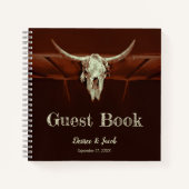Rustic Bull Skull Wedding Western Bruin Land Notitieboek (Voorkant)