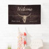 Rustic Bull Skull Wedding Western Land Welkomstwoo Spandoek (Insitu)